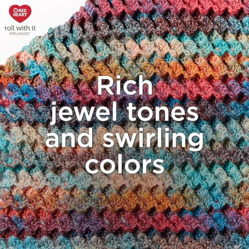 Red Heart Roll with It Melange Yarn for Crocheting, Curtain Call, 3-Pack
