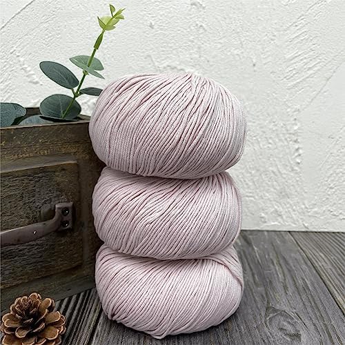 Fine Weight Knitted and Crocheted Cotton Yarn, 100% Long Staple Cotton Yarn, Baby Sports, 2 Packages of 100g/3.52oz (Per Skein 50g/162yards) - Purple Pink
