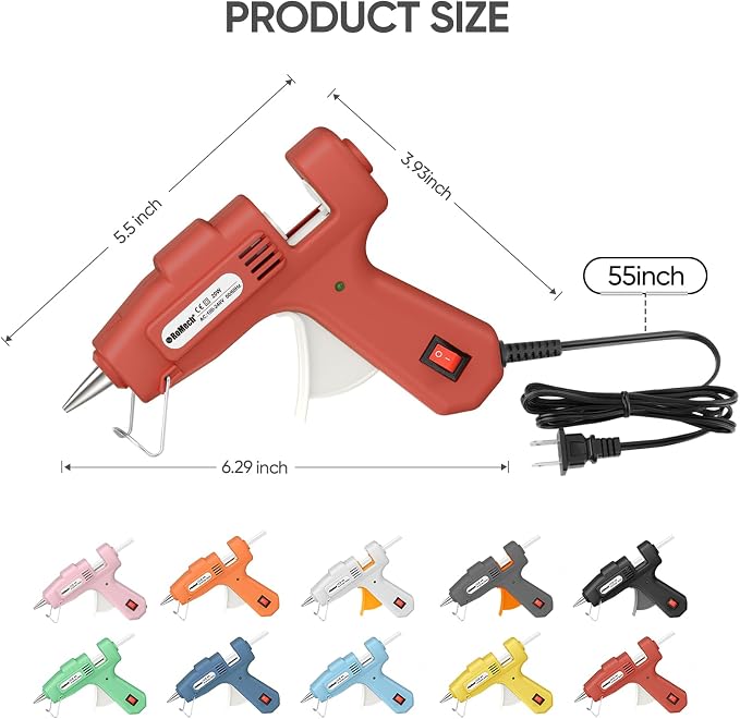 ROMECH 20W Mini Hot Glue Gun Kit, 30 Glue Sticks Set for DIY Crafts, Repair