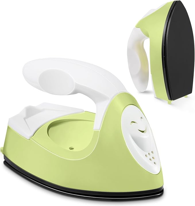 Honoson Mini Craft Iron Mini Heat Press Small Iron 3.93 x 2.36 x 2.76 in Portable Handy Tiny Flatiron with Charging Base Accessory for Fuse Bead Patch DIY Heat Transfer Vinyl(Fruit Green)