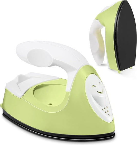Honoson Mini Craft Iron Mini Heat Press Small Iron 3.93 x 2.36 x 2.76 in Portable Handy Tiny Flatiron with Charging Base Accessory for Fuse Bead Patch DIY Heat Transfer Vinyl(Fruit Green)