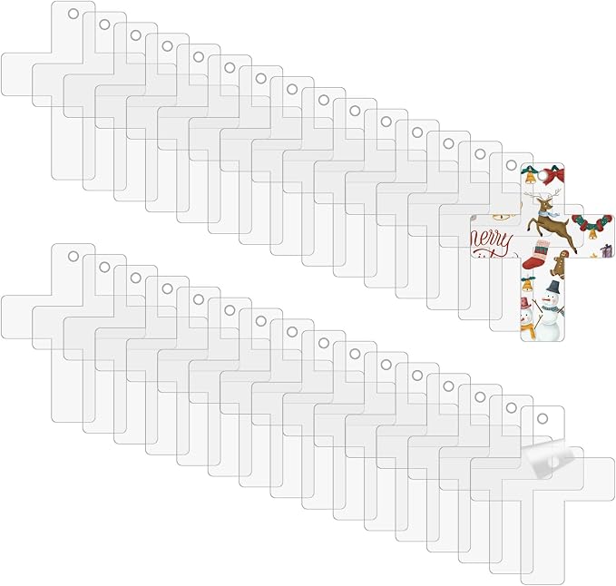 32Pcs Clear Acrylic Keychain Blanks Acrylic Ornament Blanks Acrylics Ornament with Hole for Christmas Decor, Painting, DIY Keychain and Craft(Cross)