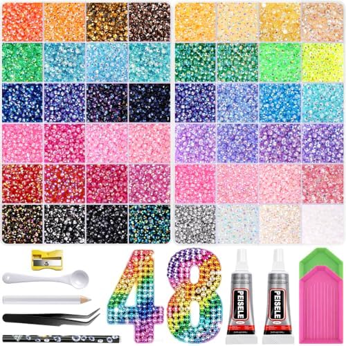 48000Pcs Resin Jelly Rhinestones, 48 Colors 3mm Bedazzling kit