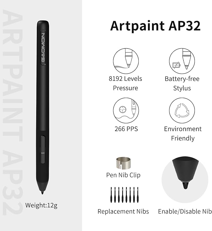 GAOMON S620 Graphics Drawing Tablet, 6.5x4, 8192 Pressure & 4 Hot Keys