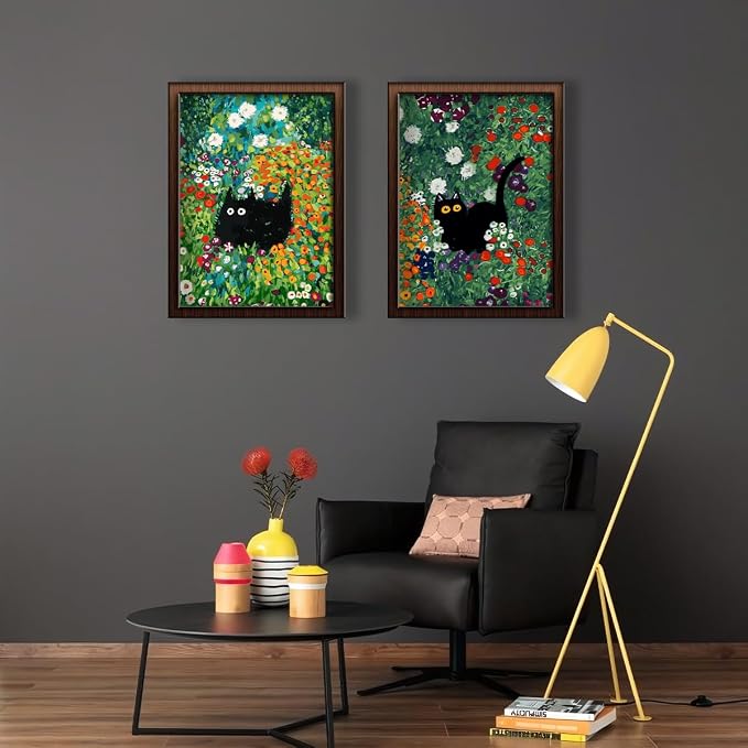 TONGZONGFU 2 Pack Black Cat Paint by Numbers Kit for Adults 12x16 in | Paint by Numbers DIY Acrylic Oil Painting by Number for Adult on Canvas in Wall Art (Without Frame)