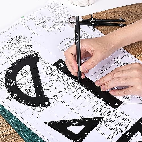 Mr. Pen- Professional Geometry Set, 15 pcs, Drafting Tools with Protractor | Compass, Metal Ruler, Triangles, Pens & Pencils, Complete Geometry & Drafting Kit for Architects, Engineers & Students