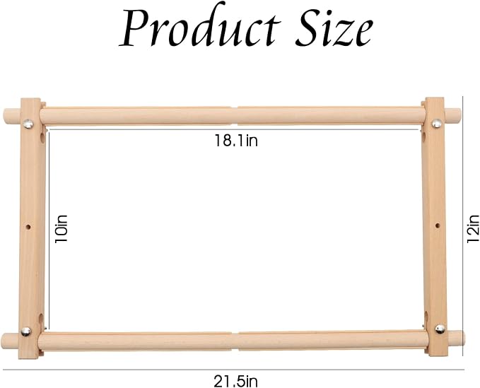 ZOCONE Beech Wood Tapestry Scroll Embroidery Frame, Cross Stitch Frame Holder, 12"x21" Quilting Frame, Needlepoint Frame, Scroll Frame for Cross Stitch, Needlepoint, Sewing, Embroidery Projects (B)