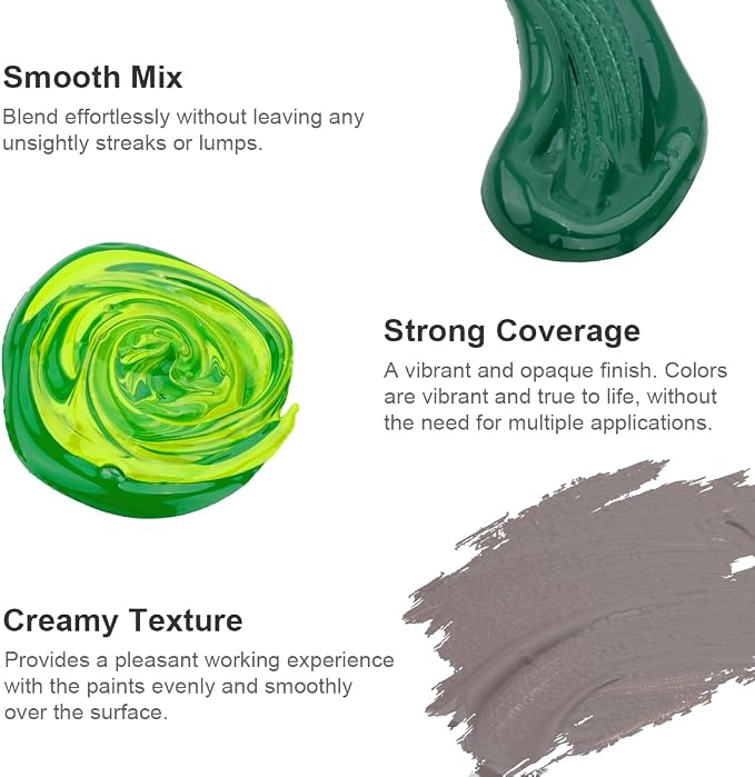 AUREUO Green Acrylic Paint Set - 8 Colors x 0.71 Fl Oz / 21ml Tubes