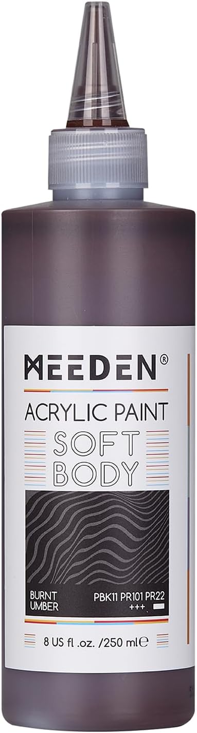 MEEDEN Burnt Umber Acrylic Paint: Matte Finish 250ml/8.45oz Soft Body