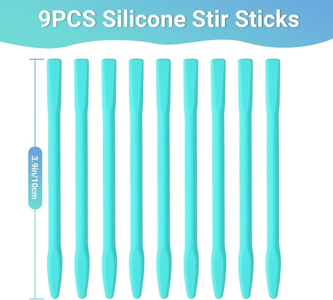 Gartful Colored Silicone Stir Sticks, Epoxy Resin Mixing Sticks Reusable Stirring Rods for Art Supplies, DIY Crafts Resin, Paint Mixing, Craft Supplies, Tumbler Making, Face Mask Spatula,Turquoise