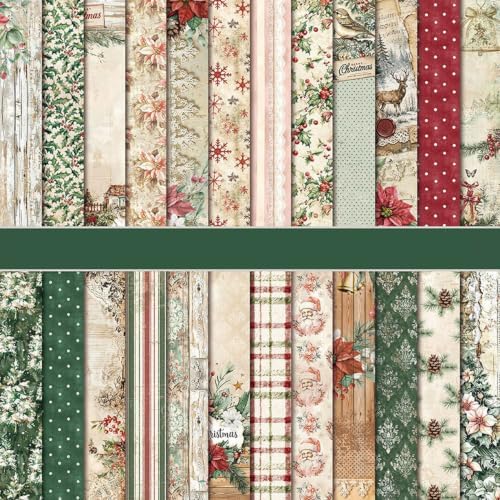 12in Vintage Christmas Scrapbook Paper Pad Pattern Origami Crafts Collage