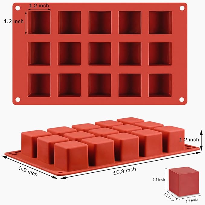 JOERSH Cube Cake Silicone Mold, 2 Pack, 1.2" x 1.2" x 1.2", 30-Cavity