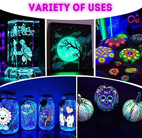 ABEIER Glow in the Dark Acrylic Paint Set, 10 x 2 oz, Blacklight