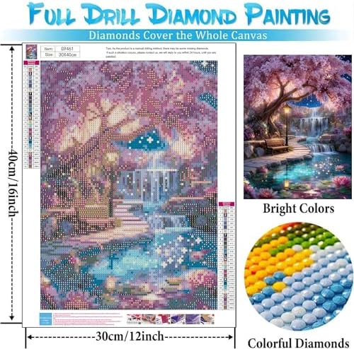 bleihum Cherry Blossoms Diamond Art Kits for Adults 12x16inch