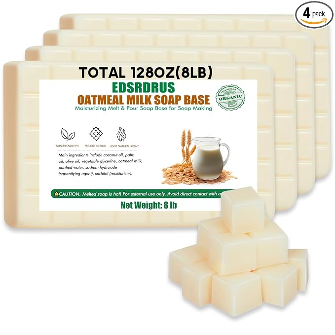 EDSRDRUS 8lb Scent Soap Base DIY Handmade with Oatmeal Milk & Coconut Oil, Moisturizing Melt and Pour Soap Base
