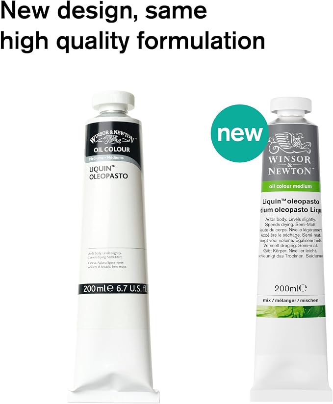 Winsor & Newton Liquin Oleopasto Medium, 200ml (6-oz) tube | Impasto gel medium that retains crisp brush strokes, speeds drying, and prevents yellowing in oil paintings.