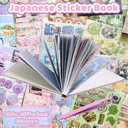 45 Sheets Japanese Sticker Book Manga 800+ Scrapbook Stickers Cute Korean Stickers for Journaling Scrapbooking Kawaii Food Sticker for Kids Adult Romantic DIY Comic Books Aesthetic Decoration Crafts C