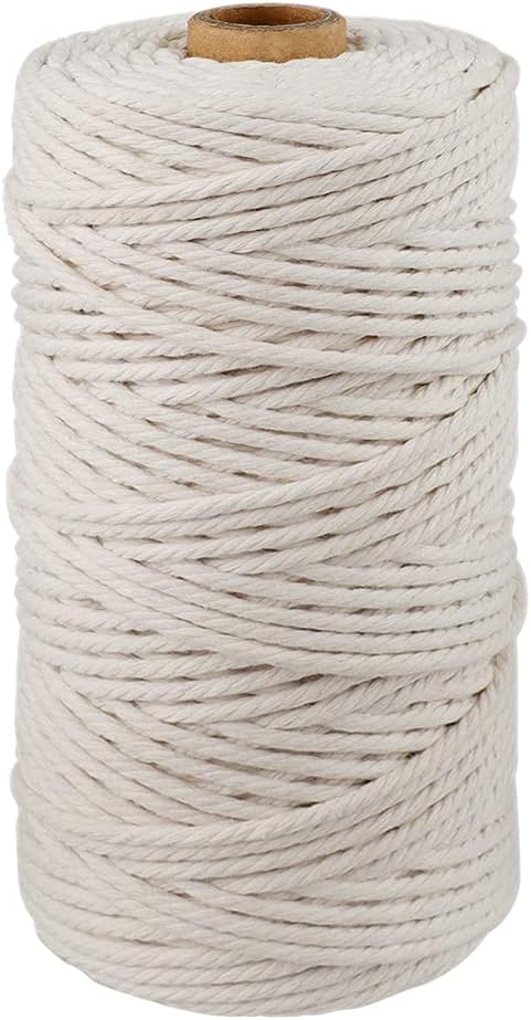 G2PLUS 3MM Cotton String,328 Feet Natural Beige Twine for Craft & Wrapping | 100% Cotton, Strong and Durable, Neatly wound for tangle-free use in Holiday Wrapping, Hang Tags, Roasting and Home Projects