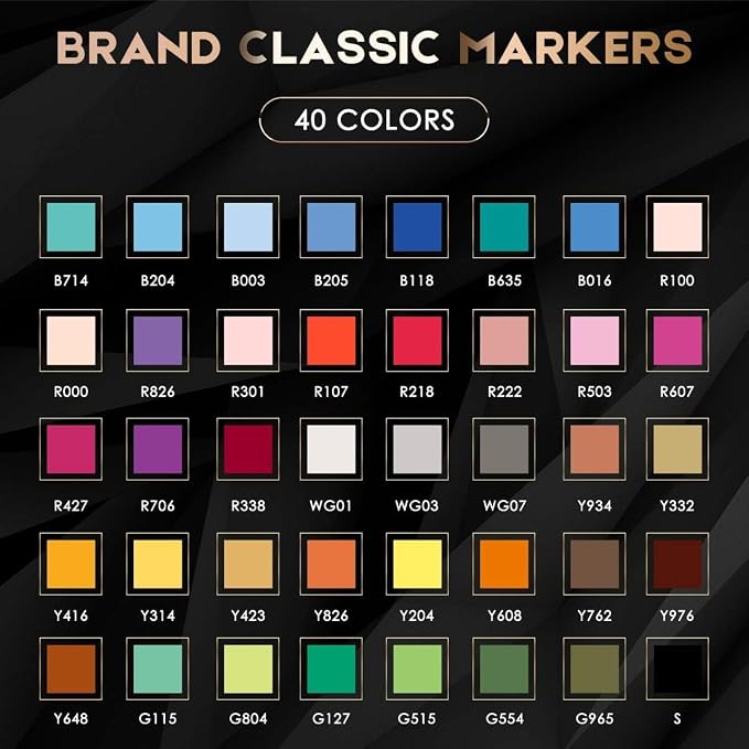 Caliart Alcohol Markers 41 Colors Brush & Fine Dual Tip Art Markers Pen Set | Sketch Drawing Colored Markers for Adult Artists Illustration Highlighting, Permanent Pens with Portable Carry Art Supplies