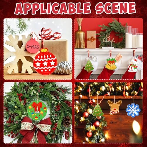 80PCS Wooden Christmas Ornaments to Paint,10 Styles DIY Blank Unfinished Reindeer Santa Claus Christmas Tree Ball Snowman Snowflake Wreath Gift Christmas Stocking Cutouts Ornament for Crafts Winter