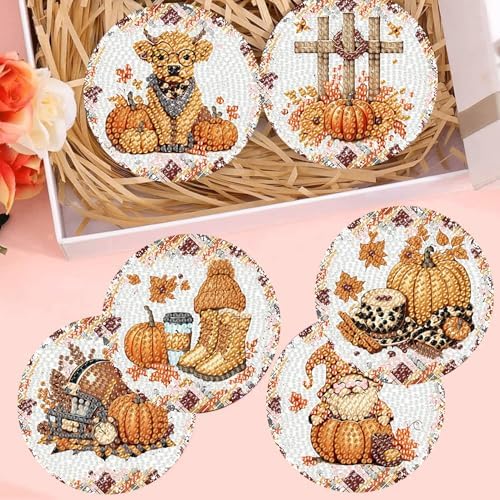 8 Pcs Diamond Art Coaster Kit for Adult with Holder, Diamond Coasters 4x4in