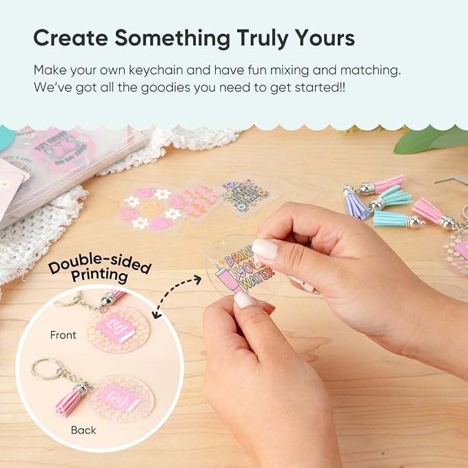 YOPPIX 140 PCS Acrylic Keychain Blank Set, Faith Double-Sided UV DTF Stickers Acrylic Keychain Making Kits for Vinyl DIY Craft Project