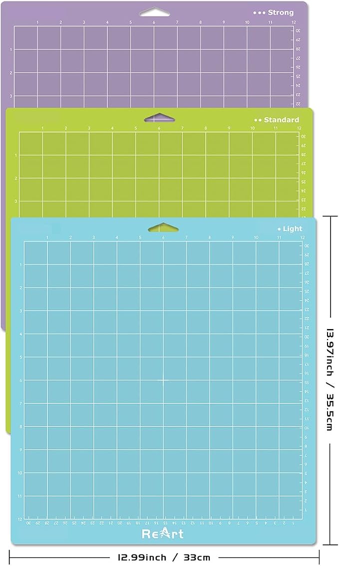 ReArt Cutting Mat Variety 12x12 – 3 Pack Strong, Standard, Light-grip Adhesive Cut Mat Replacement