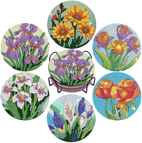 Leatrice 6 PCS Diamond Art Coasters Small Diamond Painting Kits for Adults