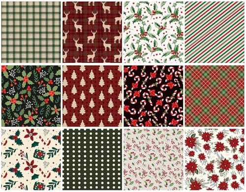 Vintage Christmas Scrapbook Paper Christmas Patterned Paper 12×12 - 24 Sheets Double-Sided Red Green Decorative Craft Journaling Papers for Holiday Cardmaking DIY Origami Craft Papers