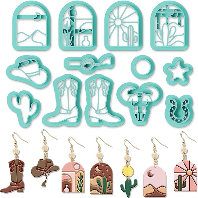 ORIGACH 13 Pcs Western Cowboy Polymer Clay Cutters Set