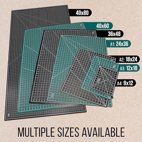 U.S. Art Supply 18"x24" Self-Healing Cutting Mat 5-Ply Green/Black | Double-Sided Green/Black Craft Mat, Non-Slip Cutting Mats for Crafts, Sewing, Quilting, Scrapbooking