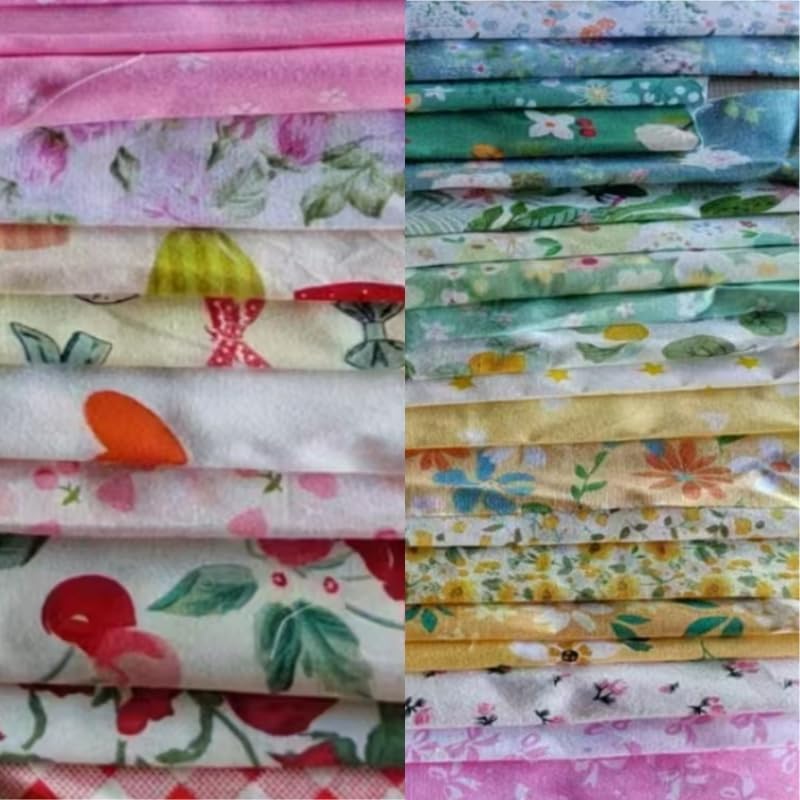 Cotton Fabric DIY Making Supplies Quilting Patchwork Fabric Fat Quarter Bundles DIY for Quilting Cotton Patchwork Cushions (50pcs Flowers, 9.8" x 9.8")