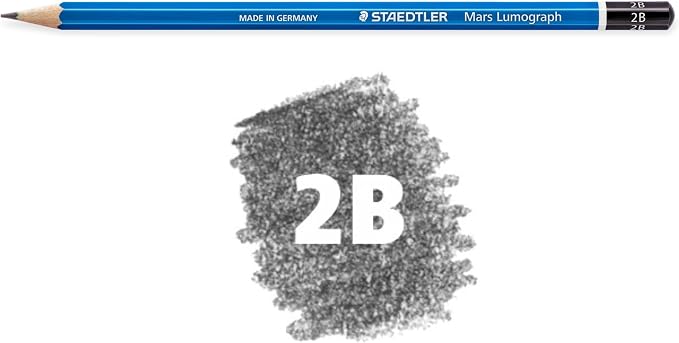 STAEDTLER Mars Lumograph 2B Graphite Art Drawing Pencil, 6 Pencils | for Sketching and Shading, Break-Resistant Premium Woodcase Drawing Pencils, 6-Piece Set
