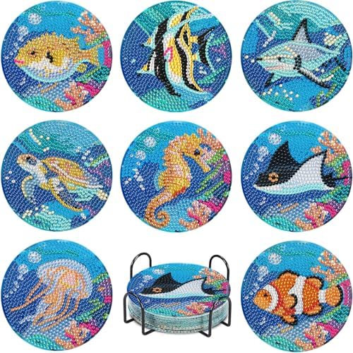 Leatrice Small Diamond Art Coasters Set Diamond Painting Kits for Adults