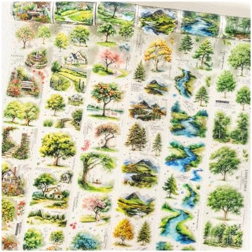PET Tape Stickers for Journaling Supplies,Plants Stickers for Scrapbooking