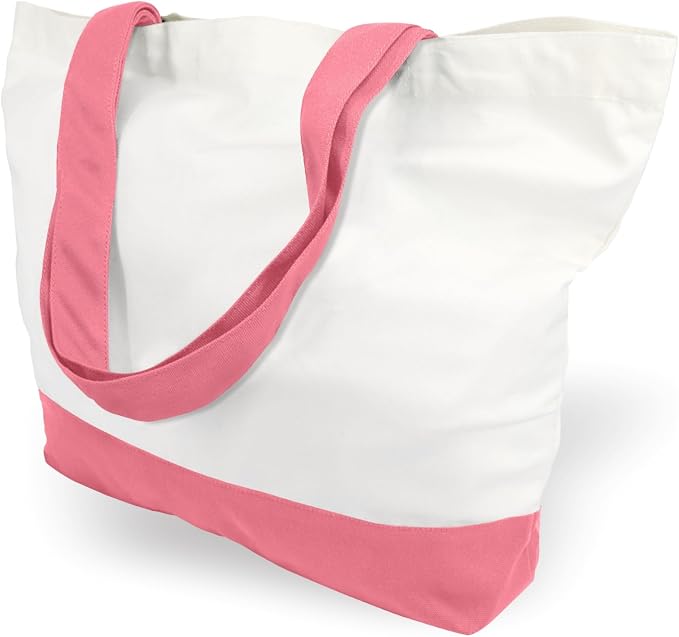 TOPDesign 3-Pack Super Strong Large 12oz Cotton Canvas Tote Bags, Reusable Grocery Shopping Cloth Bags, Fashionable Two-Tone Totes for Crafts, DIY Your Creative Designs