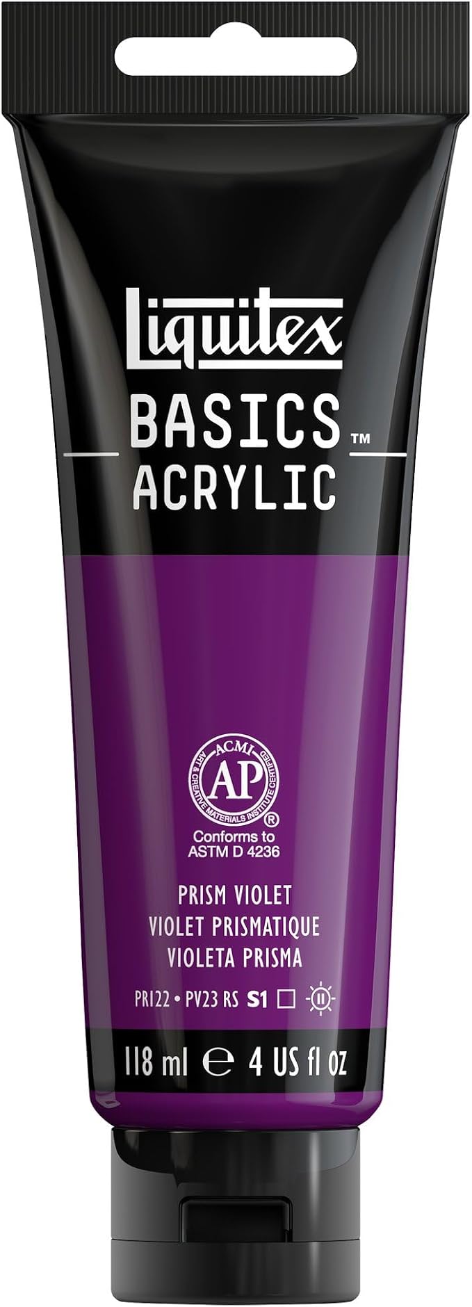 Liquitex BASICS Acrylic Paint, 4-oz Tube, Prism Violet | Medium Viscosity, Satin Finish, Lightfast, Fine Art Pigments, Range of Opacities, Easy Blending