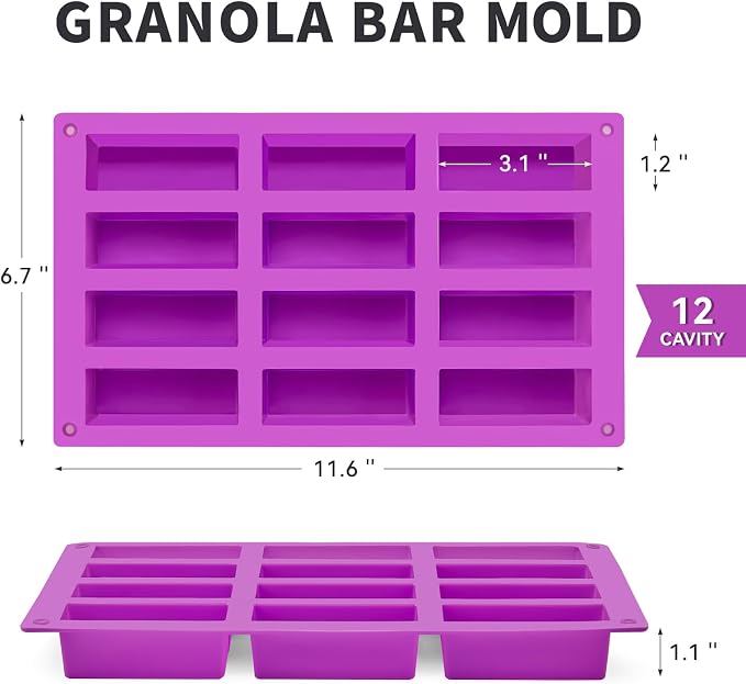 Puyeipt Granola Bar Molds, 2 Pack, 24 Cavities