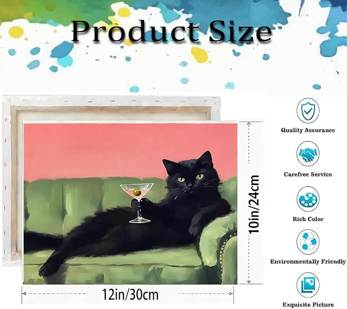 Cat Paint by Numbers Kit for Adults,Retro Paint by Number With Frame | Paint by Number for Beginner,Adult Paint by Number,HD Color Canvas,DIY Tool Kits,Stress Relief Craft,Great Gift,10X12 inch