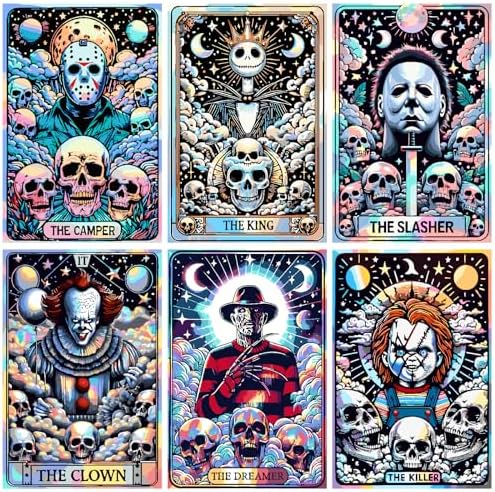 Clendo 6 Packs Halloween Paint by Number Kits for Adults, Horror Movie Adult's Painting by Numbers on Canvas, Easy Acrylic DIY Oil Painting on Canvas, Home Wall Decor(12x16in No Frame)