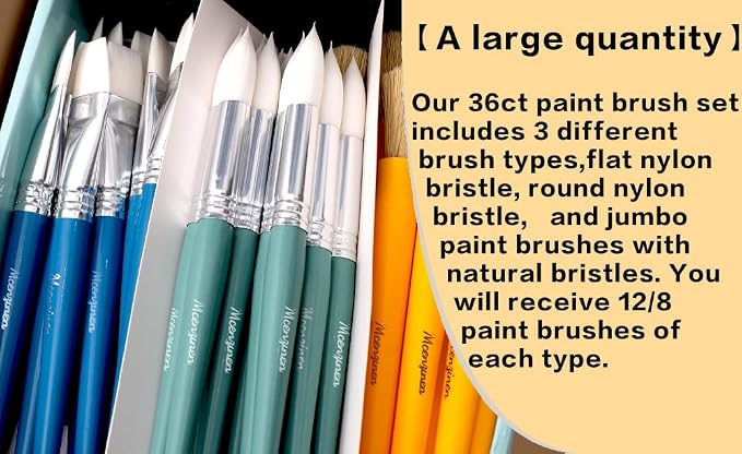 Kids Paint Brushes Bulk, 36PCS Classroom Paint Brushes for Kids