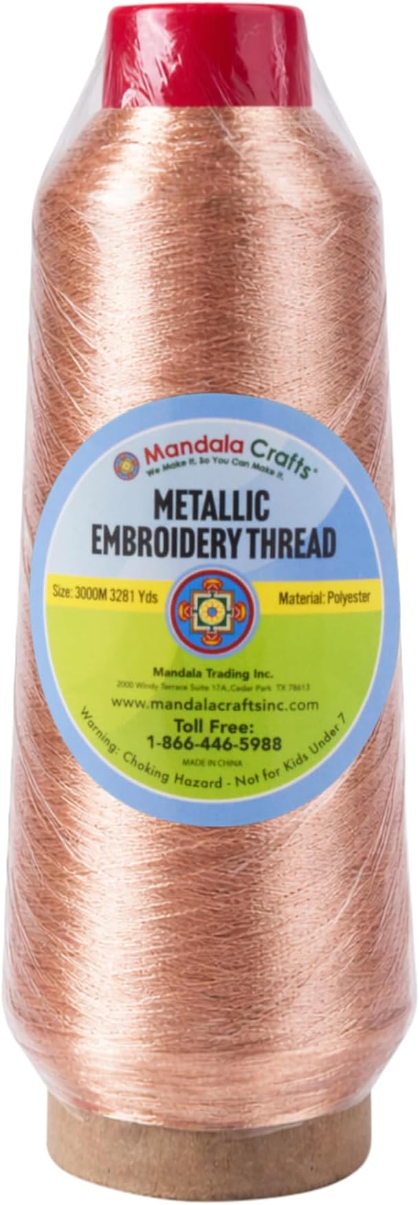 Mandala Crafts Metallic Rose Gold Embroidery Floss for Sewing, 3281 Yard Spool