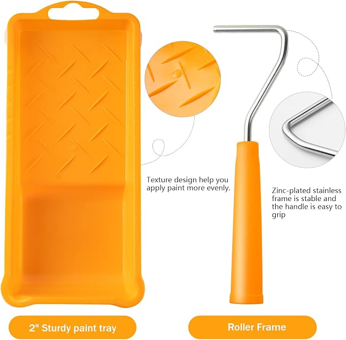 Mister Rui 2 Inch Foam Paint Roller Kit, Mini Paint Roller Brush 9 Pack