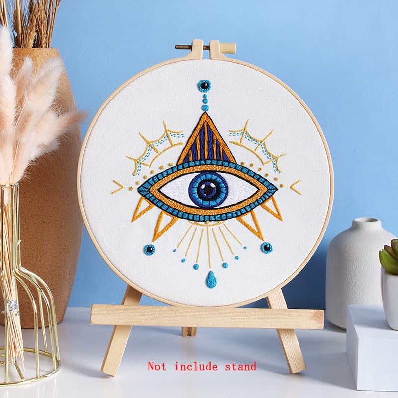 Konrisa 3 Pcs Embroidery Kits with Tarot Cards and Eyes Pattern, Stamped Embroidery Starter Kit for Beginners Adults Needlepoint Kits DIY Sewing Cross Stitch Practice Kit Home Decoration
