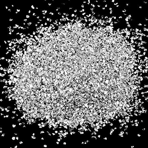 Crushed Glass Irregular Metallic Chips Sprinkles Chunky Glitter Sliver Plated 100g 2-4mm for Nail Arts Craft DIY Vase Filler Epoxy Resin Mold Scrapbooking Jewelry Making Decoration (Sliver, 2-4mm)