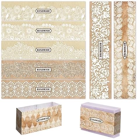 PH PandaHall 90PCS Soap Packaging Paper, 9 Style Lace Soap Paper Tag Wrapper Label Tags Sleeves Covers Band for Handmade Soap Lotion Bars Bath Gift Wrapping, 8.2x1.9 Inch/21x5cm