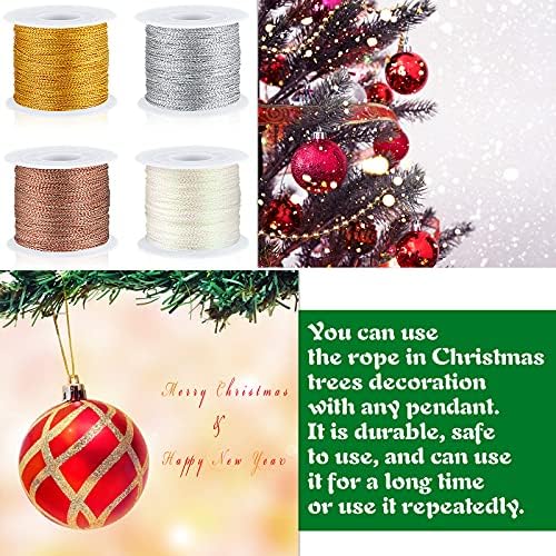 Shappy 440yards x 1mm Metallic Cord Tinsel Rope, Rose Gold Mix