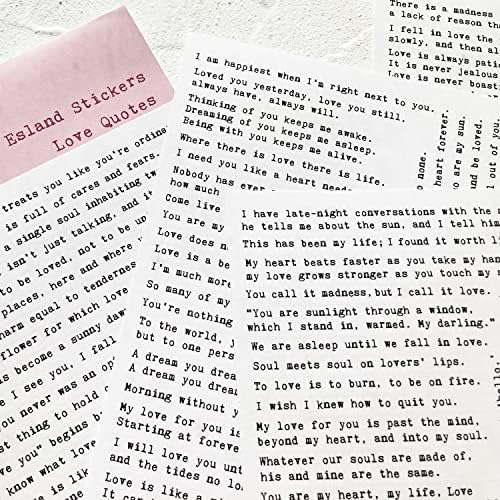 100+ Love Quotes Inspirational Motivational Scripts Planner Stickers Typewriter Style Sayings Letters Aesthetic Journal Diary Scrapbook Art Crafts Accessories 4 Sheets