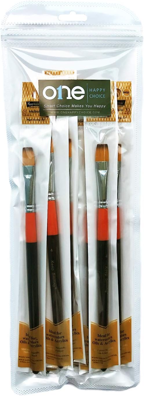 1/2 Inch Flat Bright Paint Brush Set of 12, Premium Taklon Synthetic Hair | No Shedding Bristles for Acrylic Watercolor Oil Gouache Tempera Enamel Ink Painting for Students, Professionals & Artists