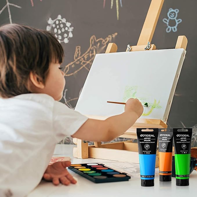 GOTIDEAL Metallic Acrylic Paint Pearl Rose Red Tubes(120ml, 4.1 oz) Non Toxic Non Fading,Rich Pigments for Painters, Adults & Kids, Ideal for Canvas Wood Clay Fabric Ceramic Craft Supplies (Pearl | Non Toxic, Non Fading, Rich Pigments,for Painters, Adu...